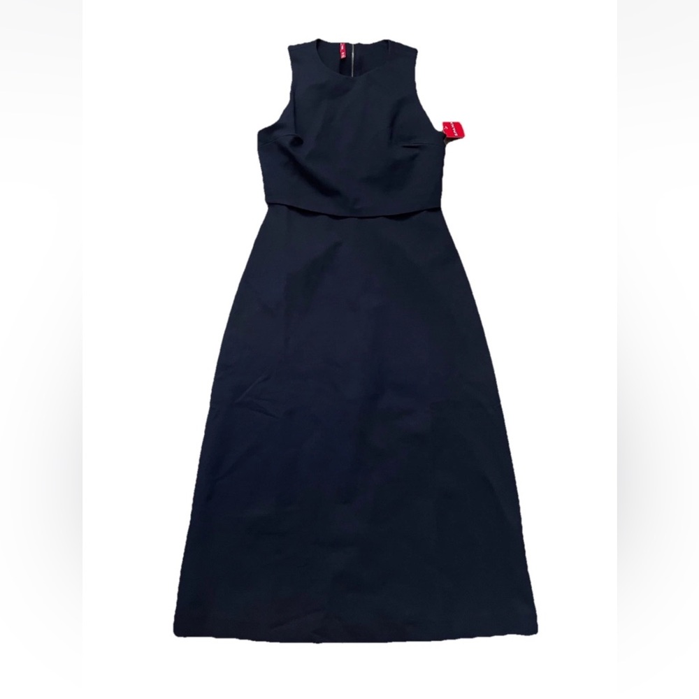 Spanx Classic Navy  ponte Fitted  cutout sleeveless Women’s midi dress Small